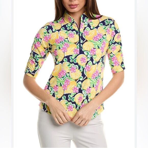 Ibkul women’s Calista top floral lemon artsy colorful sun protection outerwear - Picture 1 of 7
